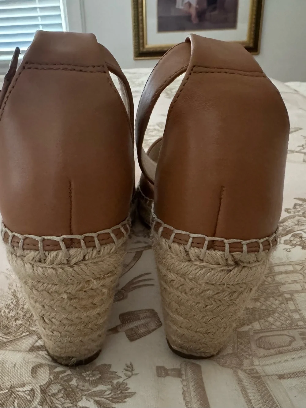 Vince Camuto Leera Espadrille Wedge Sandal Tan Leather Size 6.5